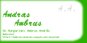 andras ambrus business card